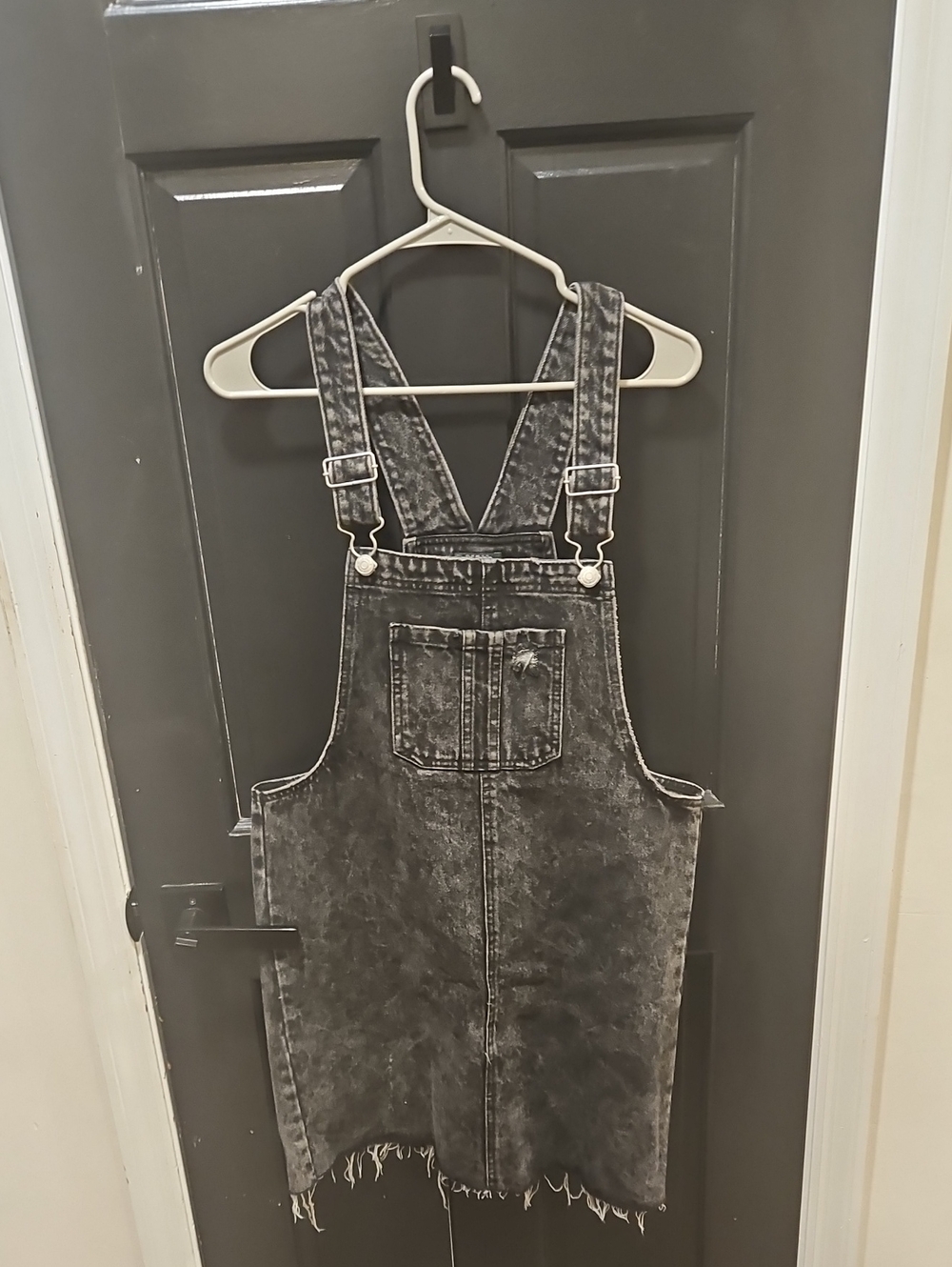 wild fable Black Acid-Wash Denim Overall Dress